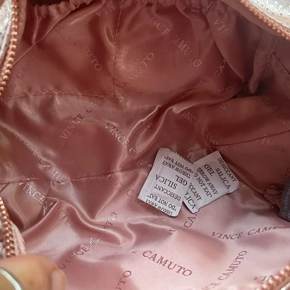 NWT Vince Camuto Rose Gold Metallic Cosmetic Makeup Travel Toiletry Bag